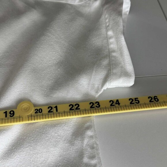 Soft Surroundings White Short Sleeve Linen Blend Button-Down Shirt | Size Small - Picture 5 of 6